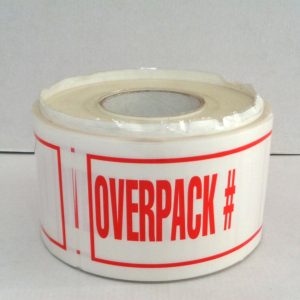 Rollo de Etiquetas OVERPACK con el simbolo de numeral "#"