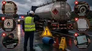 Errores operativos en transporte de materiales peligrosos por carretera relacionados con etiquetado y monitoreo de rutas